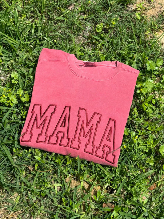 Varsity Style Embroidered Mama T-Shirt