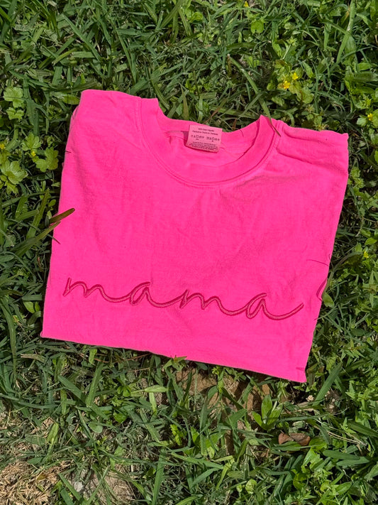 Script Style Embroidered Mama T-Shirt